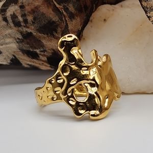 Nordstrom Jewelry 14K Gold Plated Ring Liquid Gold Nugget Hypoallergenic